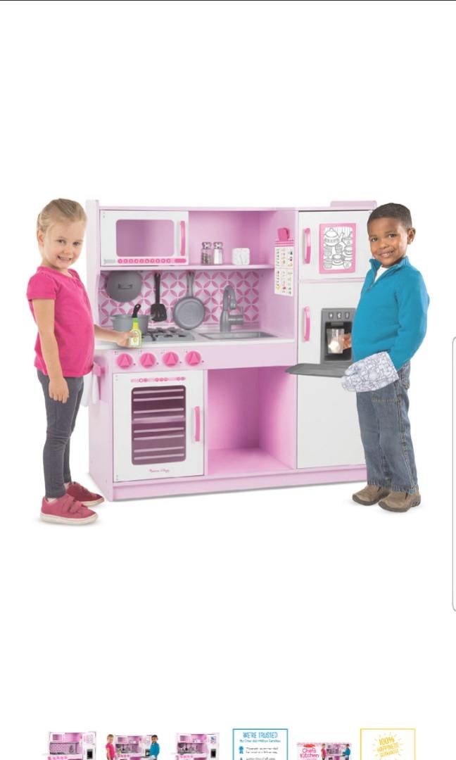 Melissa Doug Chef S Wood Wooden Play Pretend Kitchen Pretend Play Set Cupcake Easy To Assemble Durable Wooden Construction Multiple Working Parts 39 H X 43 25 W X 15 5 L Toys