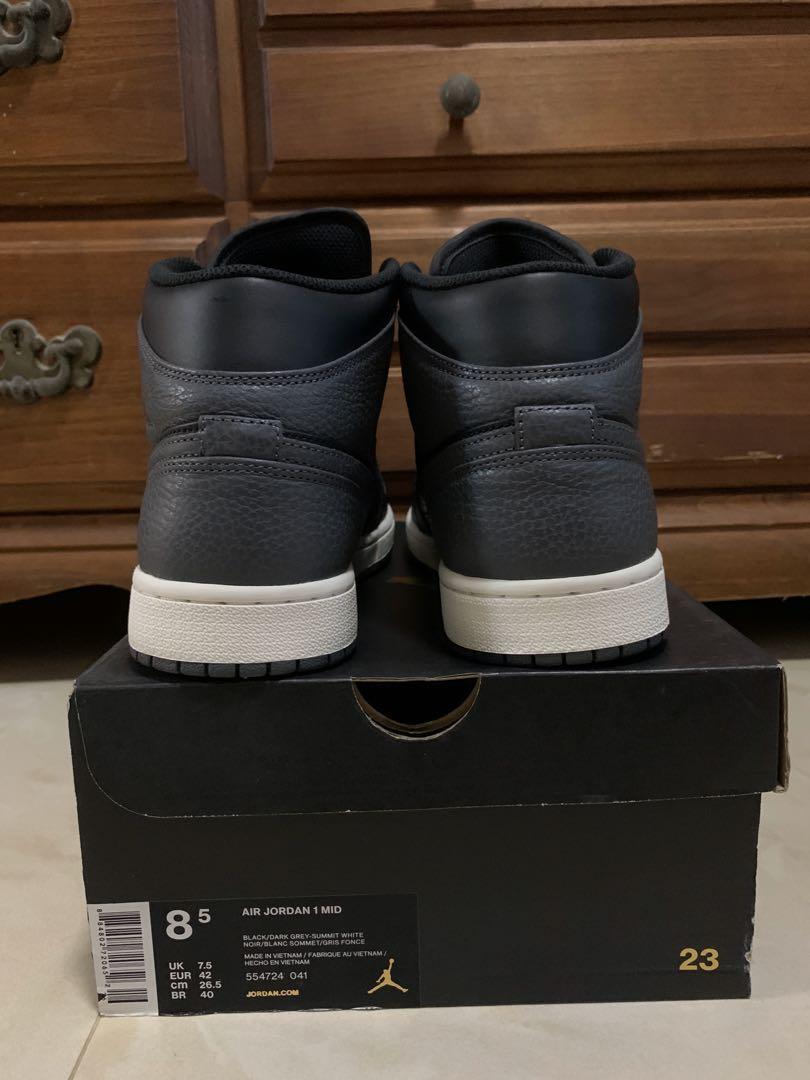 Air jordan 1 mid black dark grey summit white on sale