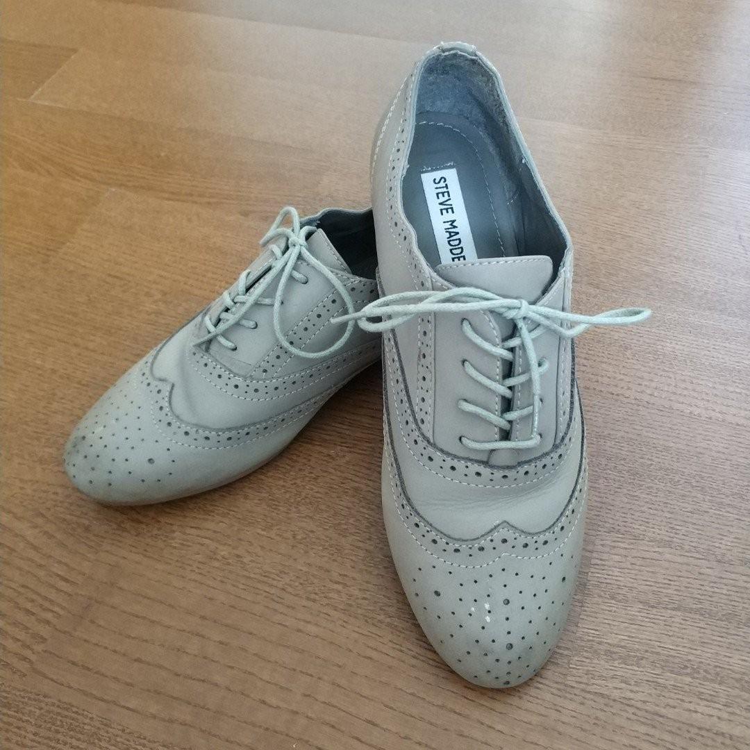 Steve Madden Leather Lace Up Brogues Women s Shoes Women s Fashion Footwear Flats on Carousell
