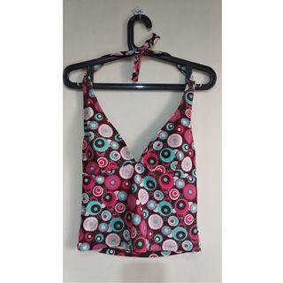 pink printed halter tankini (M-L)