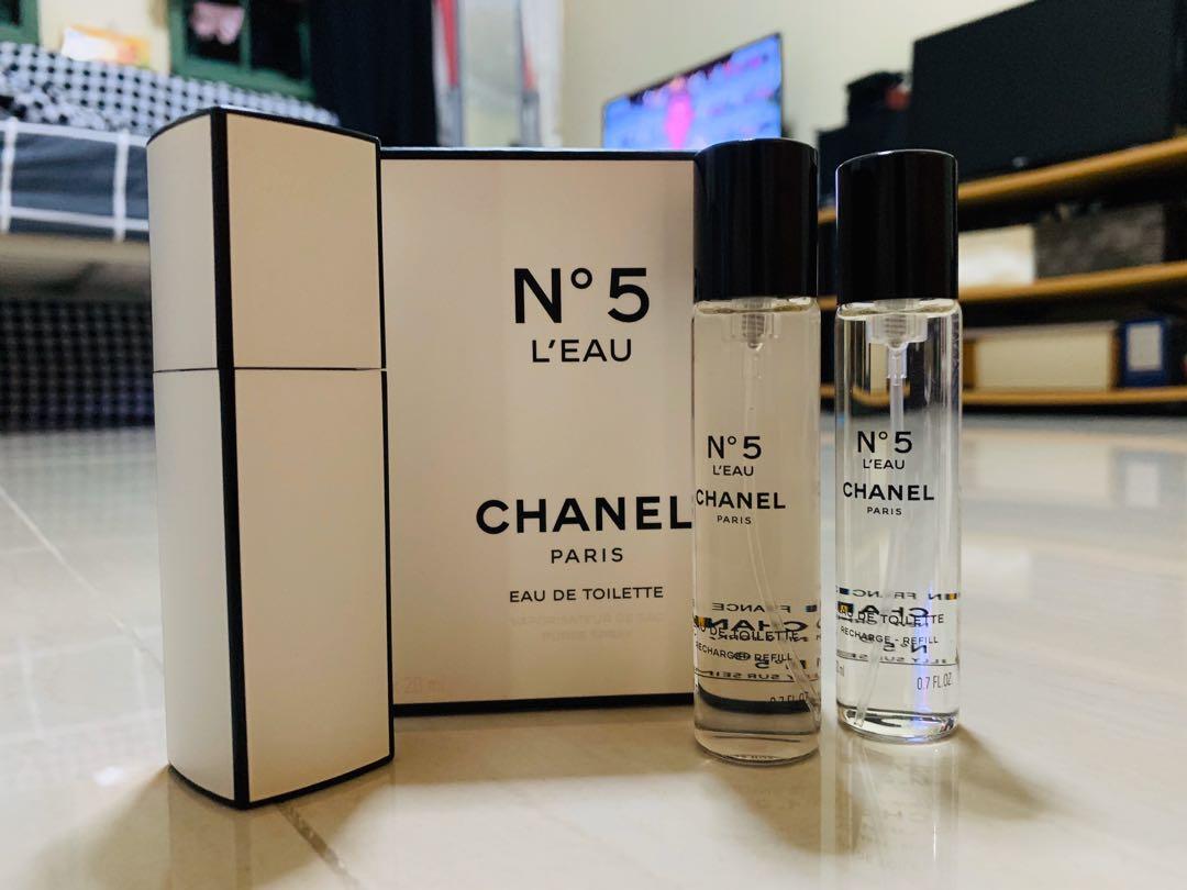 Chanel No.5 L'Eau Eau De Toilette Purse Spray And 2 Refills 3x20ml