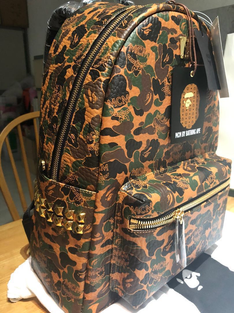 MCM x Bape Backpack Limited edition , Women's Fashion, Bags & Wallets,  Backpacks on Carousell