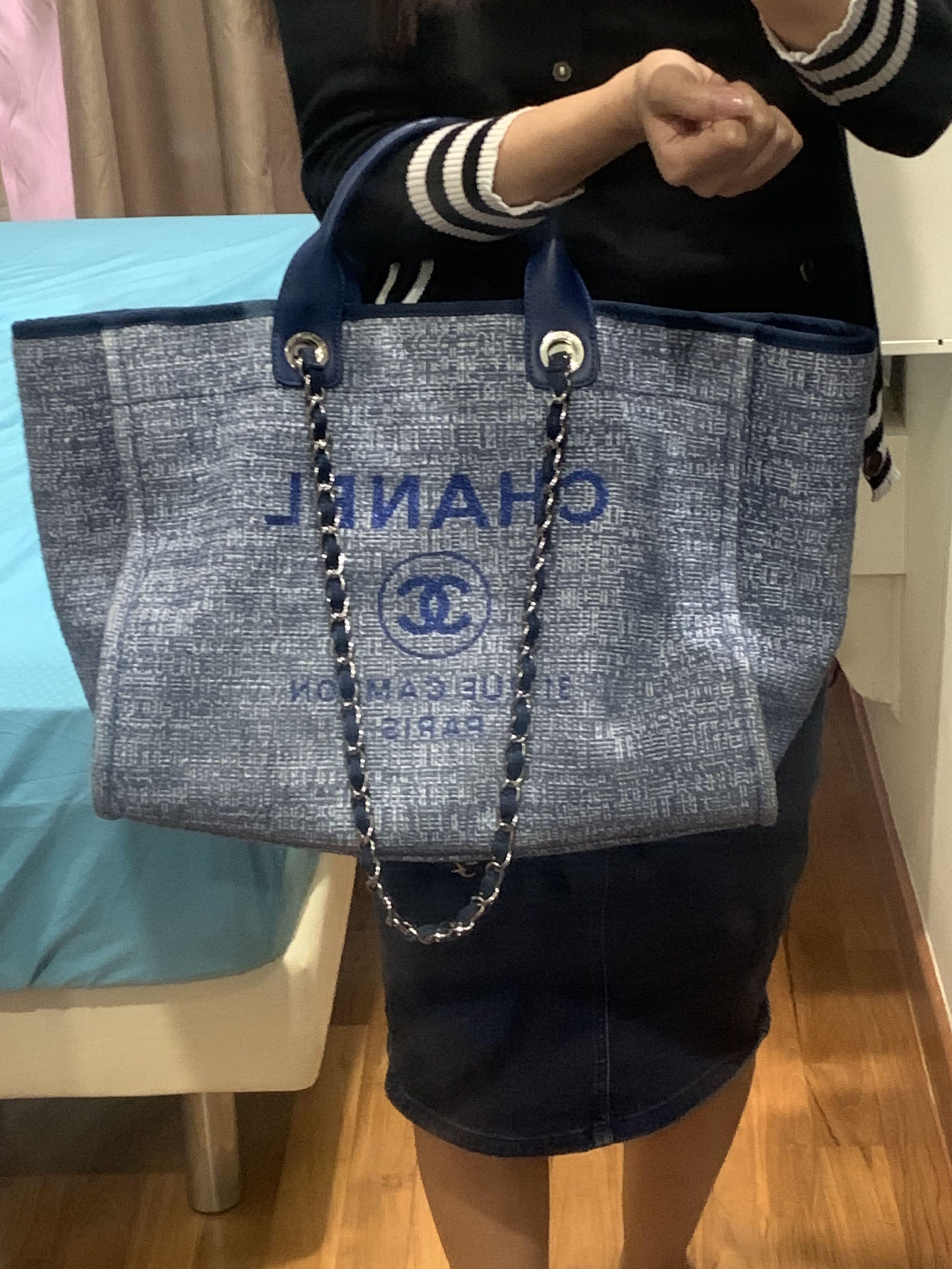 Chanel Deauville Tote Denim Medium at 1stDibs  chanel medium denim  deauville shopping tote, denim chanel tote, chanel denim deauville tote