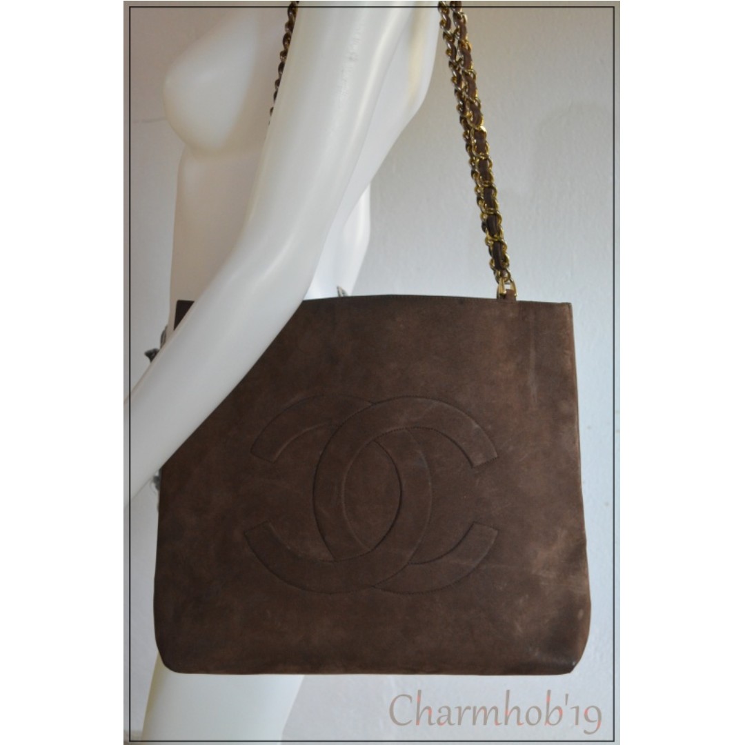 Chanel Vintage Brown Suede Chain Tote Bag Luxury Bags Wallets On Carousell