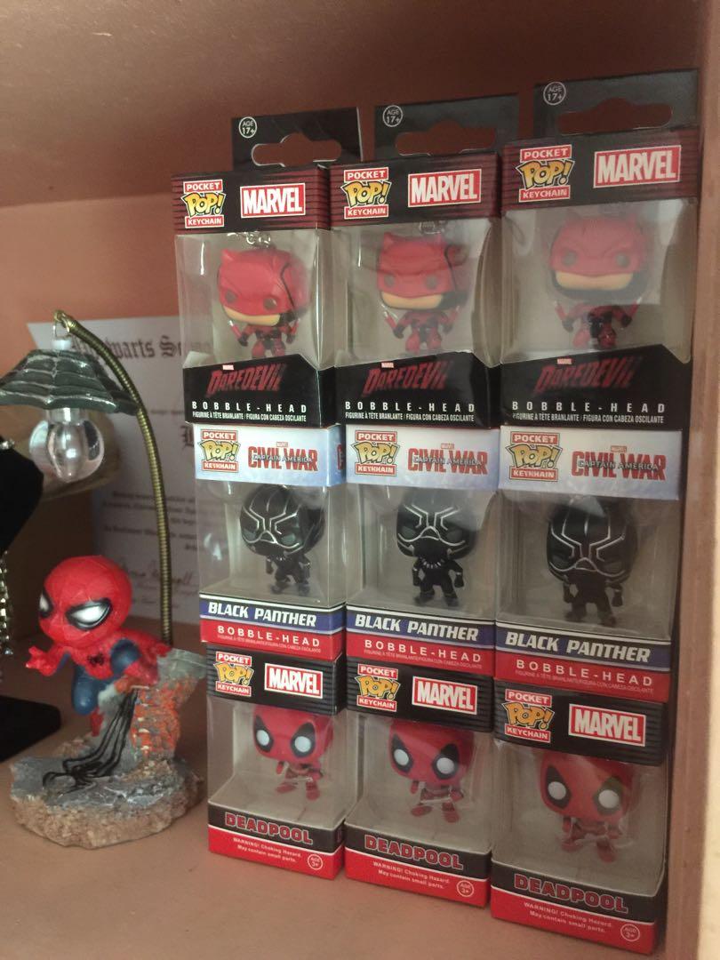 Funko pop keychains (Category: Western Merchandise) located in Mandaluyong City. Submitted by toyheist (Listing ID 262126966, Image 1). Description: FUNKO keychains now available!!!! On hand Black Panther Daredevil Deadpool Coming soon -Iron Man -Spiderman -Wonderwoman -Dancing Groot -Captain America -Drogon For only P250 each!!! 🙂 Shipping fee not included Meetups: Mandaluyong Area or Nearby Cities.