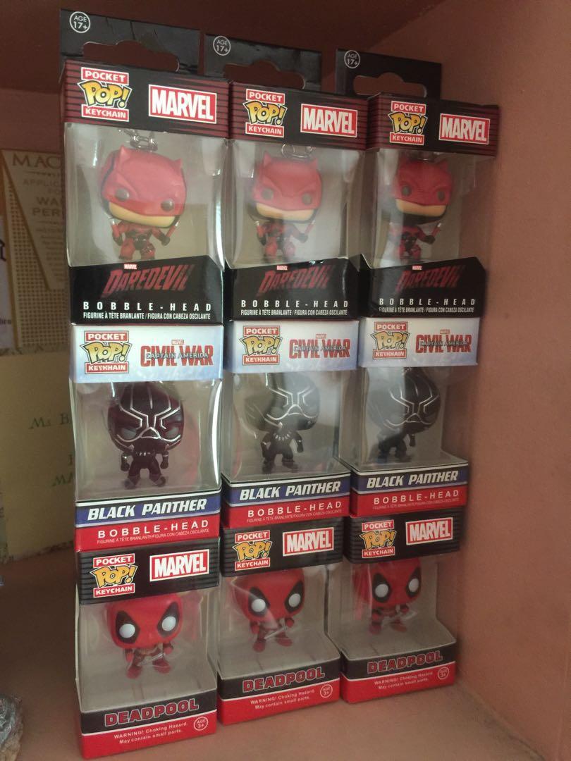 Funko pop keychains (Category: Western Merchandise) located in Mandaluyong City. Submitted by toyheist (Listing ID 262126966, Image 2). Description: FUNKO keychains now available!!!! On hand Black Panther Daredevil Deadpool Coming soon -Iron Man -Spiderman -Wonderwoman -Dancing Groot -Captain America -Drogon For only P250 each!!! 🙂 Shipping fee not included Meetups: Mandaluyong Area or Nearby Cities.