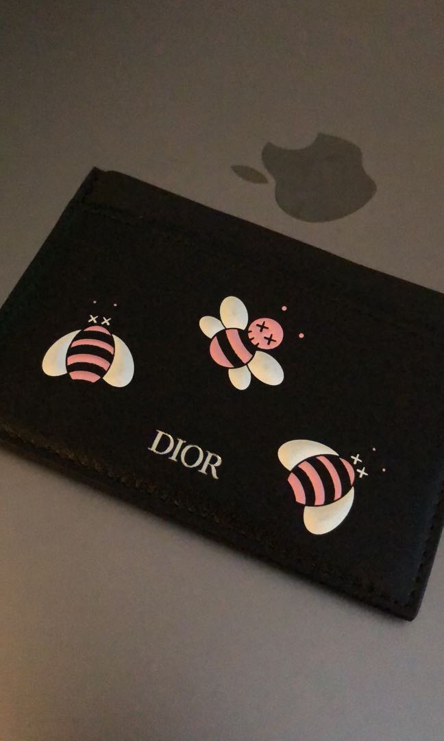 Dior x kaws black card holder with pink bees new arrivals