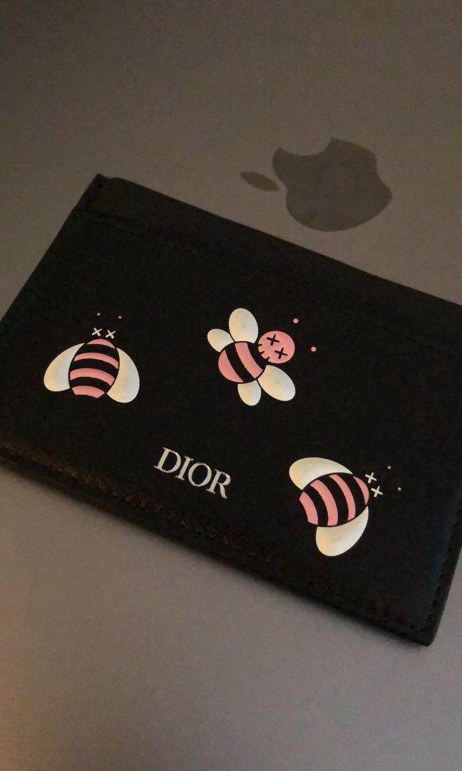 Dior Men - Dior x Kaws Black Card Holder with Pink Bees