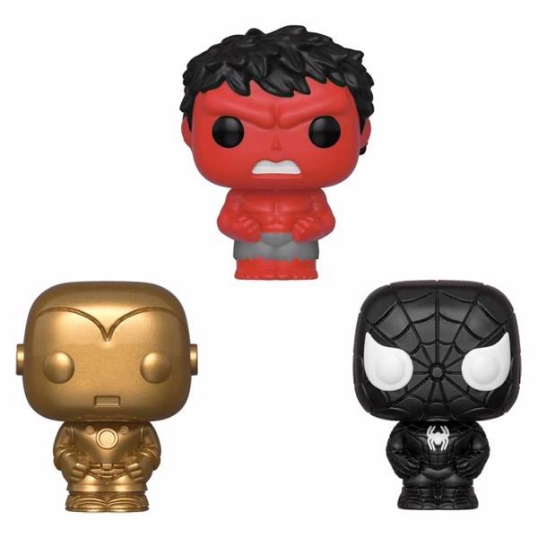 Marvel 80 Years Game Stop Exclusive Pint Size Heroes Gold Iron Man Red Hulk Black Spiderman