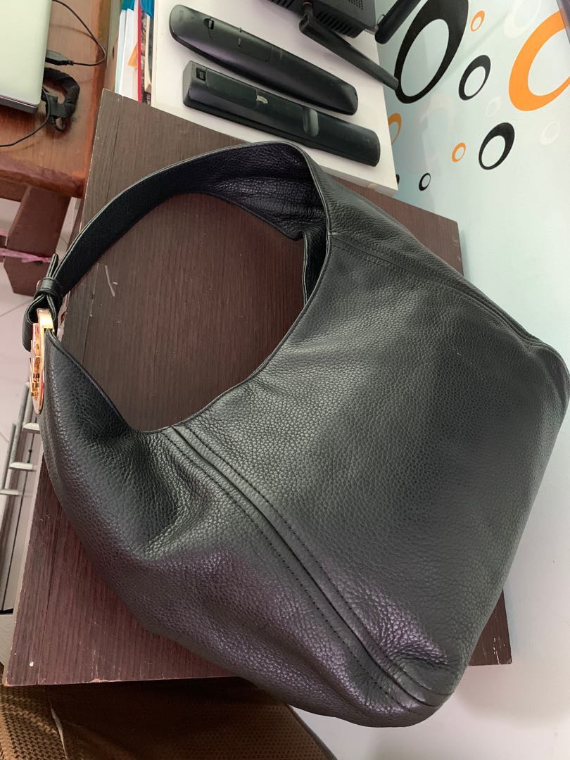 Michael Kors Fulton Hobo Shoulder Pebbled Leather Bag  Black for sale  online  eBay