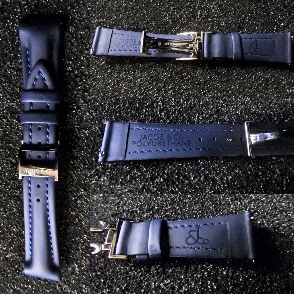New Jacob Co. 20mm Navy Blue Polyurethane Strap with Deployment Buckle Orginal Price 280