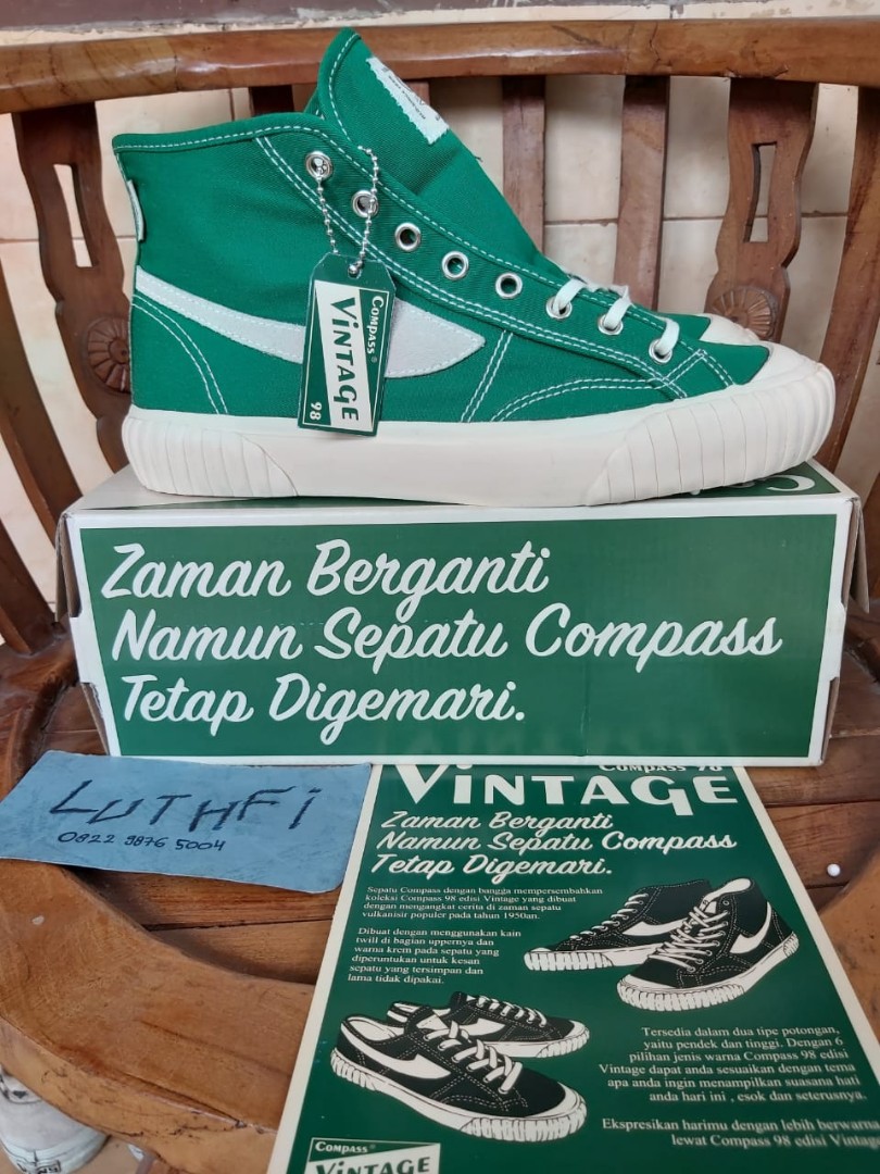 Sepatu Compass Vintage High Green Fesyen Pria Sepatu Sneakers Di Carousell