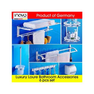 INOVO Loure Bathroom Accessories in Stainless Steel 6 pcs set - INOVO  Singapore