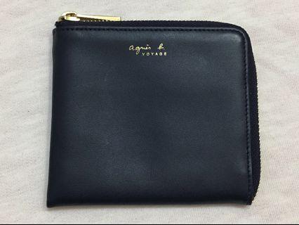 全新 agnes b 牛皮拉鍊零錢包 卡夾