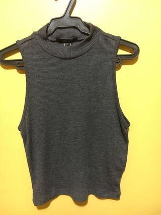 F21 Turtle neck grey crop top