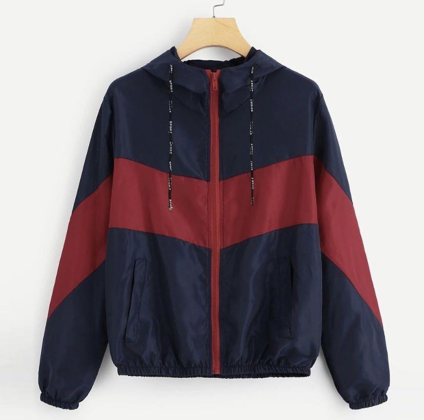Red zip sale up windbreaker
