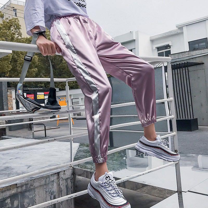 Satin sweatpants sale