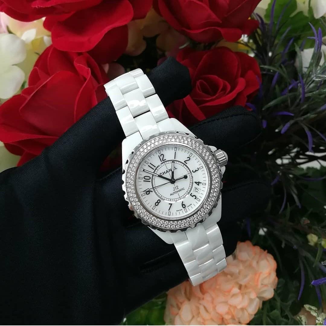 Authentic Chanel J12 White Ceramic Diamonds Watch Women s Fashion