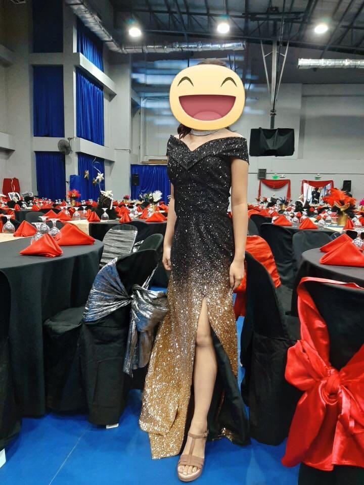 Black Ombre Gold Gown for Rent