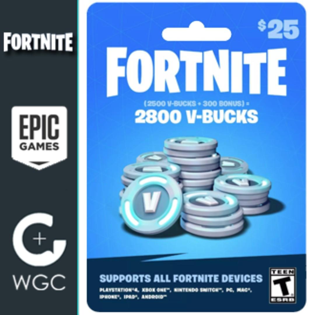 Fortnite 2800 V Bucks Card Digital Code Pc Psn Xbox Nintendo Switch Mobile Vbucks Video Gaming Video Games On Carousell - ikonik roblox shirt free roblox items codes 2019