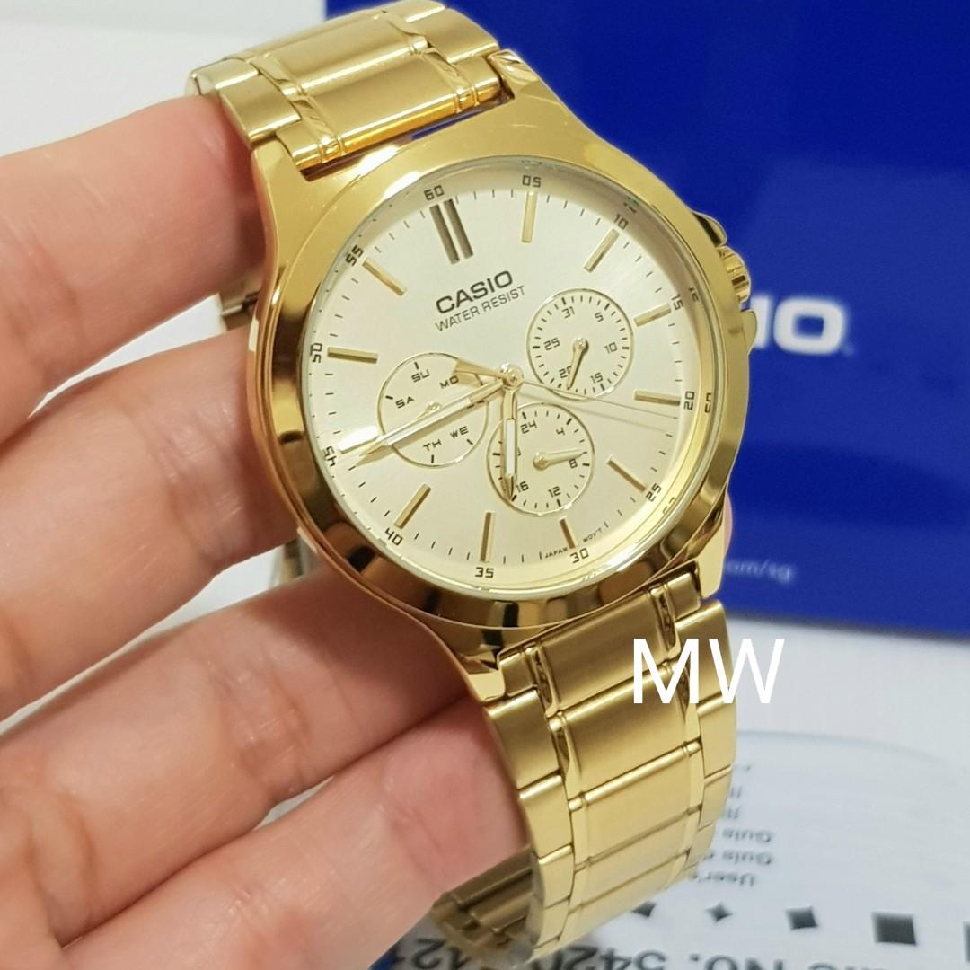 Genuine casio men s classic gold tone analog stainless steel watch mtp v300g