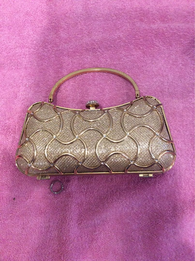 Gold clutch, Luxury, Bags & Wallets on Carousell
