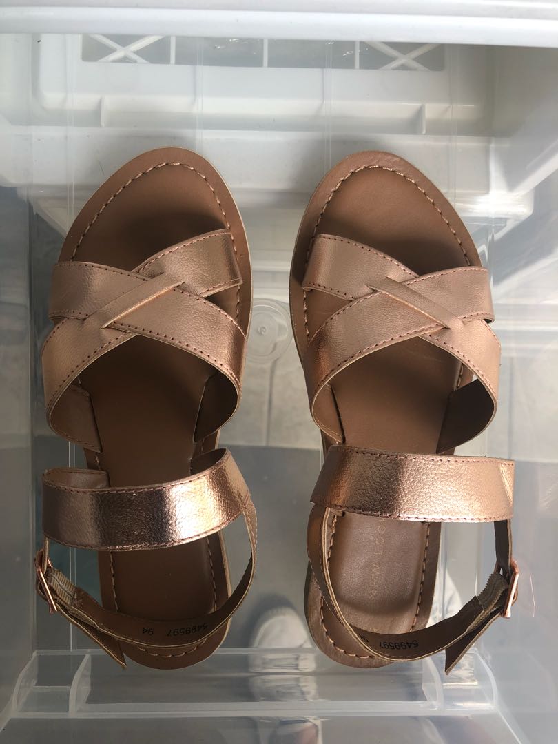 new look rose gold wedges