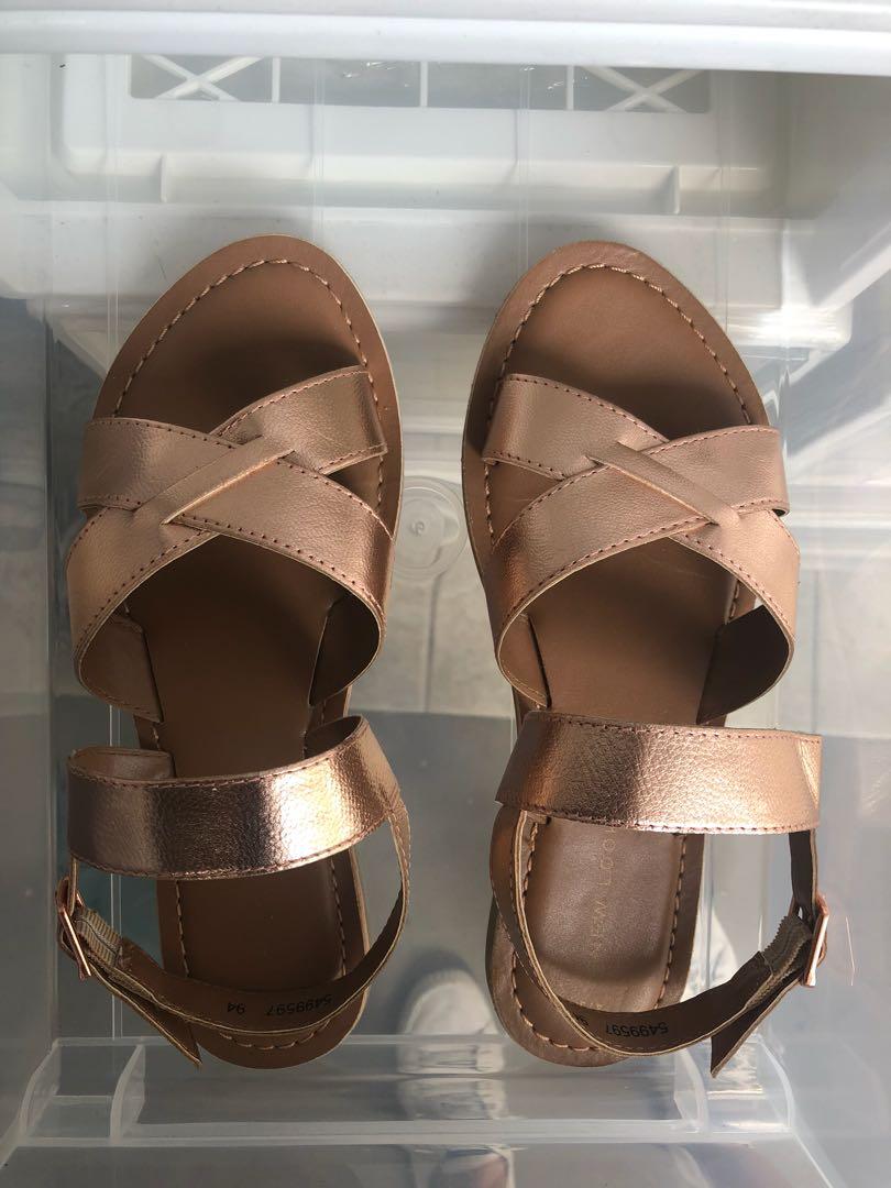 new look rose gold flat sandals