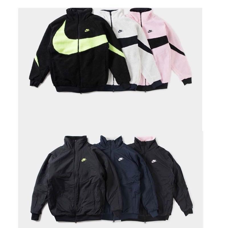 Nike big swoosh boa jacket 大勾雙面穿羊毛外套, 他的時尚, 外套及