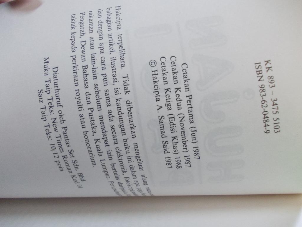 NOVEL HUJAN PAGI (EDISI KHAS SASTERAWAN NEGARA 1988) : OLEH A. SAMAD