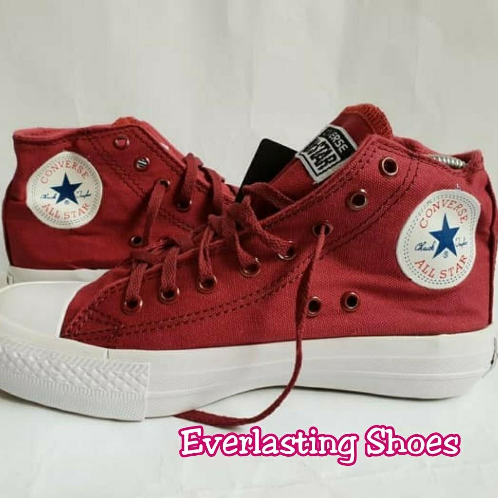 Sepatu Converse All Star High Full Maroon Red Merah Marun Grade Original Premium Quality Sneaker Sneakers Made In Vietnam Import Women S Fashion Women S Shoes On Carousell