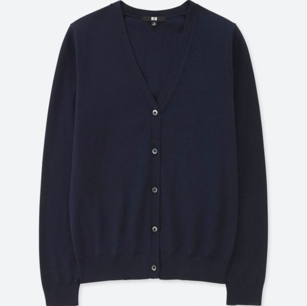 Uniqlo Women s UV Cut V Neck Long Sleeve Cardigan Navy Blue XL