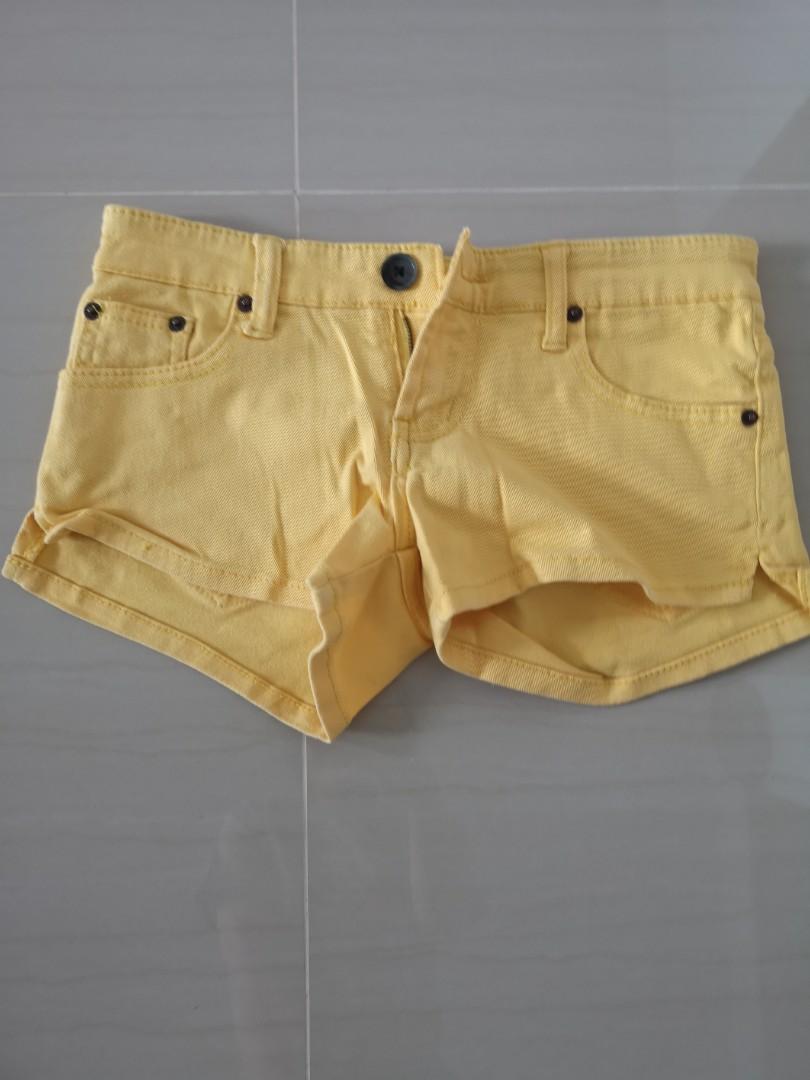 Yellow denim shorts womens Clearance