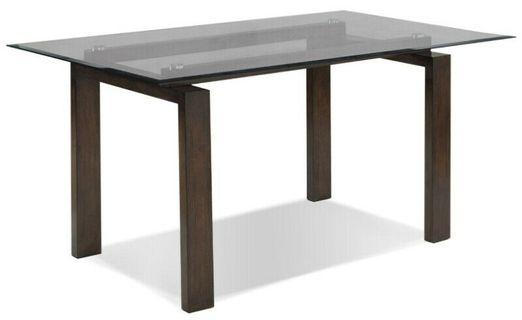 Glass Dining Table (BRAND NEW in box) w/ Dark Wood Legs