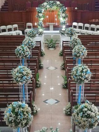 complete church and entourage flower arrangement