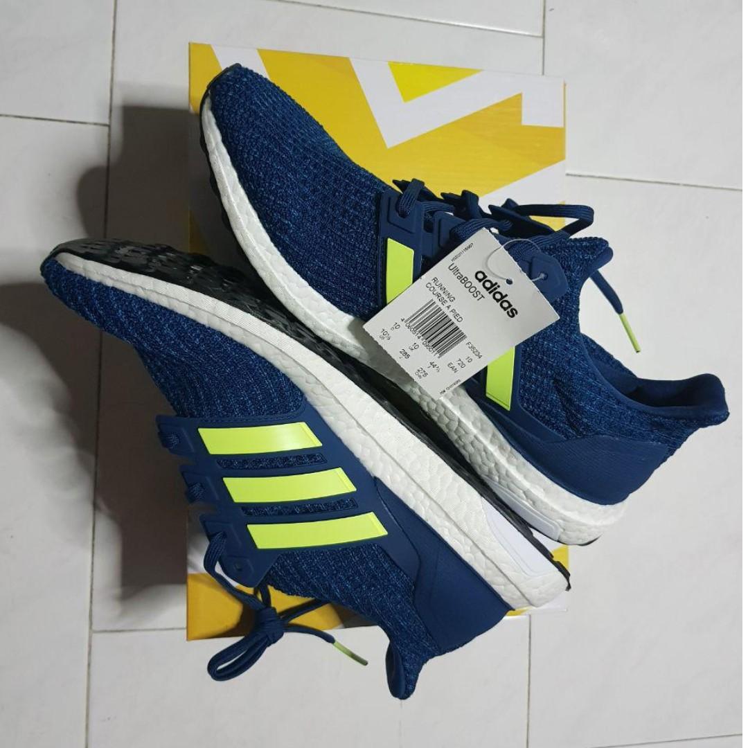 Adidas Ultra Boost 4.0 Legend Marine Hi Res Yellow UK10 US10.5, Men's Fashion, Sneakers on Carousell