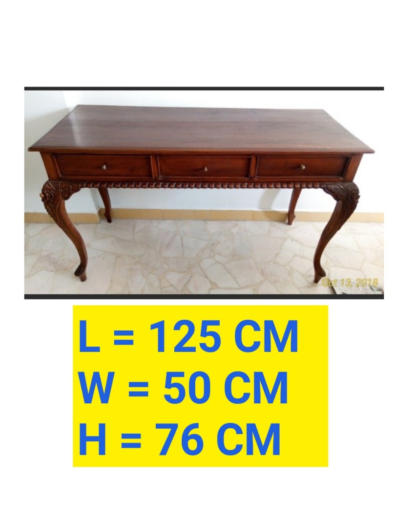 3 Drawers Antique Victorian Teak Table, Furniture & Home Living