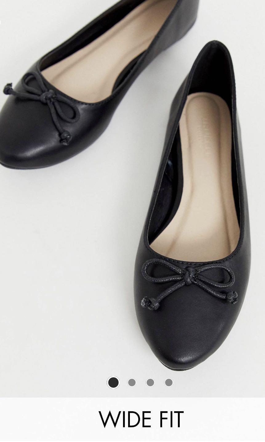 wide fit black flats