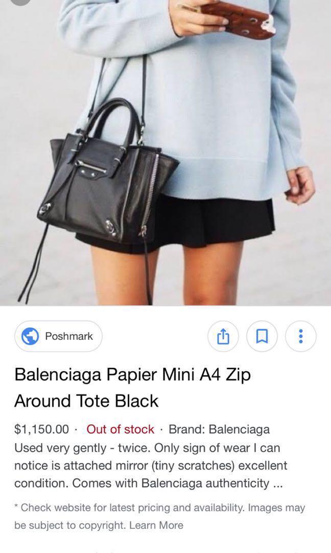 Balenciaga Papier Mini A4 Zip Around in Black