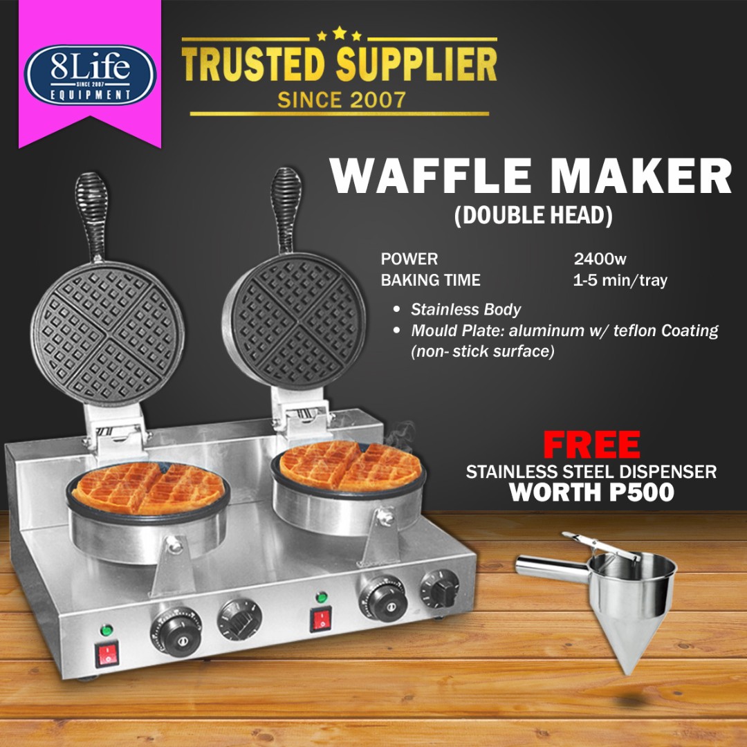 Belgian Double Plate Waffle Baker Waffle Maker Non Stick Pan, Furniture & Home Living, Cleaning