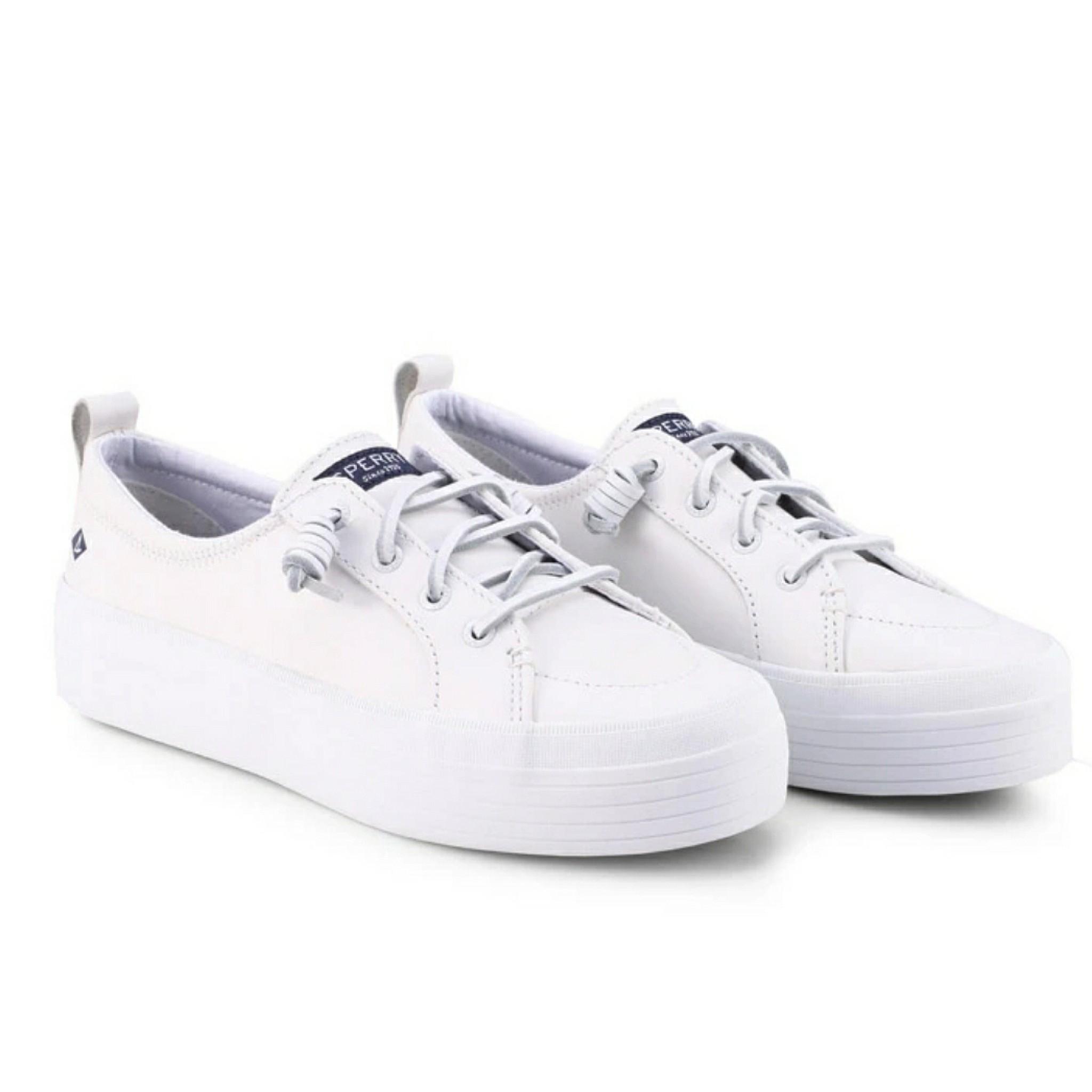 sperry women's white leather sneakers