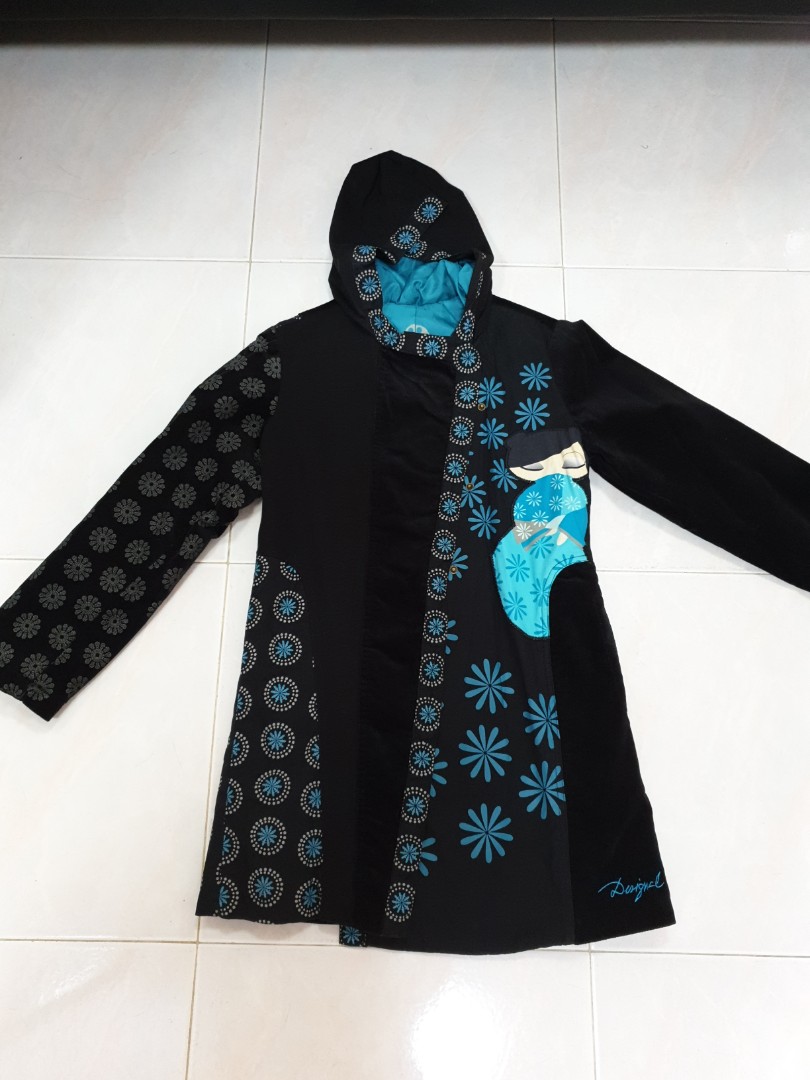 Designer Desigual kids winter hoodie trench coat jacket 9 10