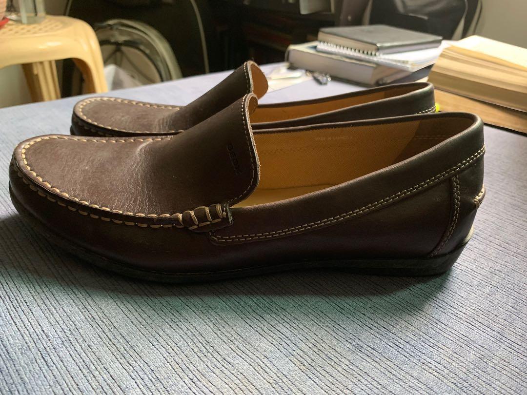 Geox Men's brown leather driving shoes slip on, Men's Footwear, Dress Shoes on Carousell