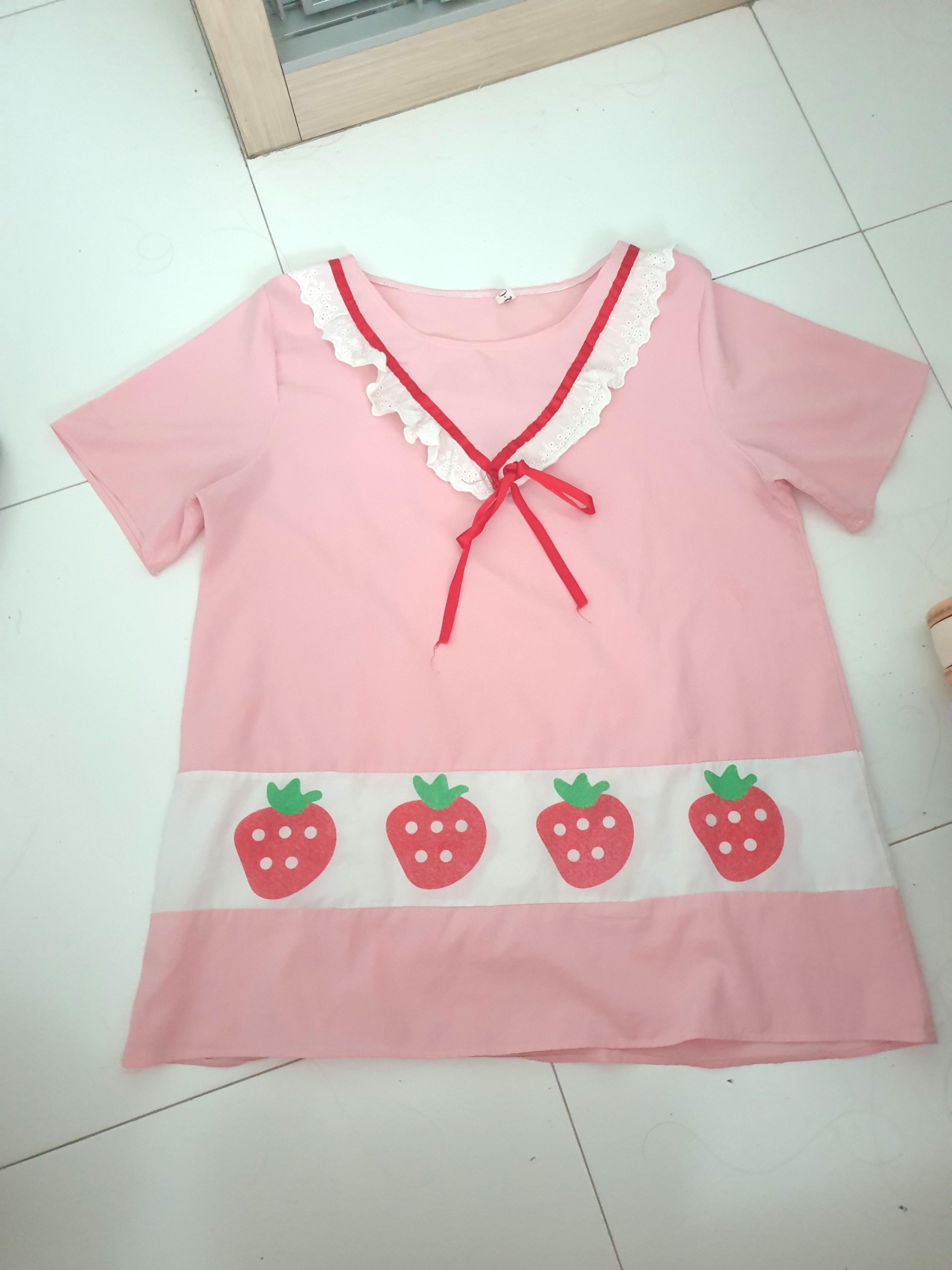 Harajuku Lolita Kawaii Strawberry Oversized Babydoll Dress Women S Fashion Clothes Dresses Skirts On Carousell