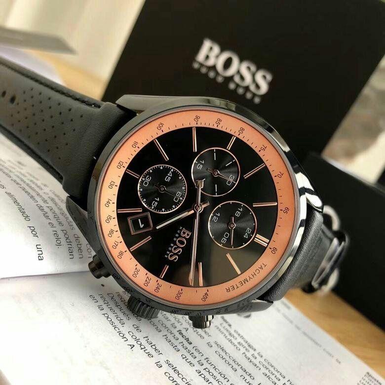 Hugo Boss Grand Prix Chronograph Black Dial Black Steel Strap Watch for Men - 1514298 main image 0
