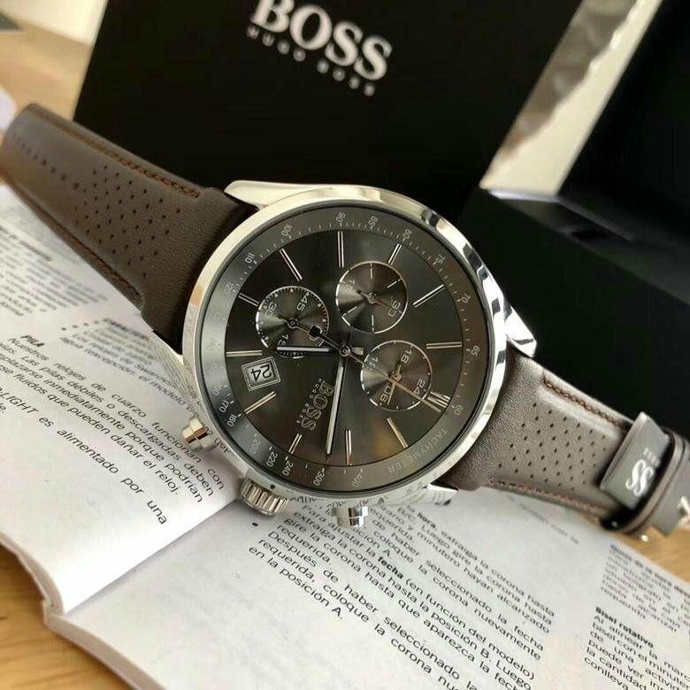 Hugo Boss Grand Prix Chronograph Black Dial Black Steel Strap Watch for Men - 1514298 main image 1