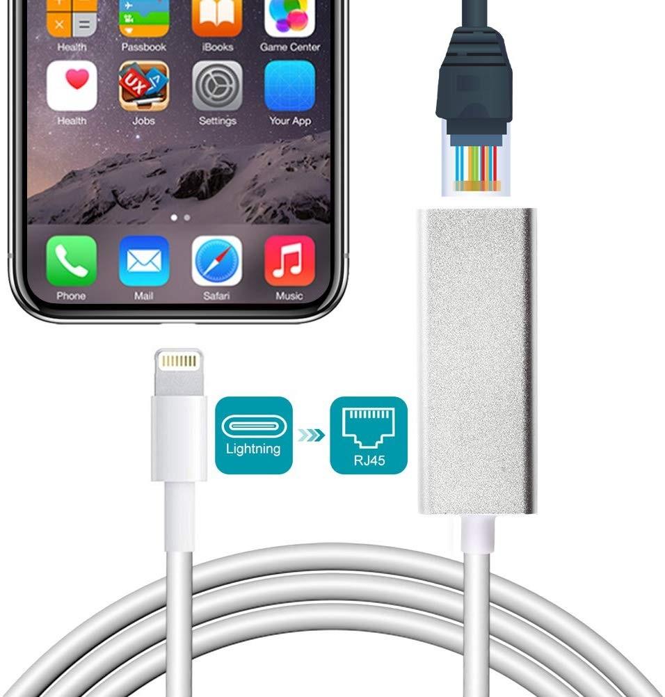 PTAP-AF Lightning To Ethernet Adapter - Supports IOS, PoE To Lightning With 10W Charging For IPad/iPhone/iPod, 2-in-1 RJ45 Port, 10/100Mbps Plug