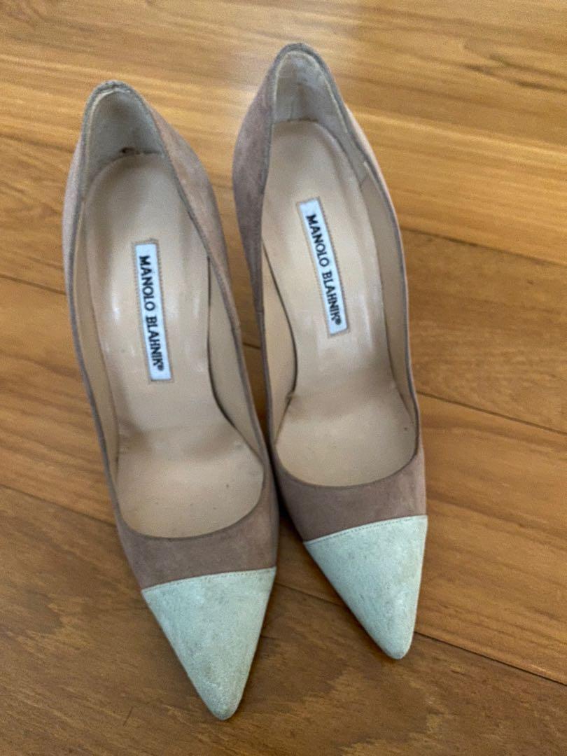 Manolo Blahnik bi-coloured suede heels 