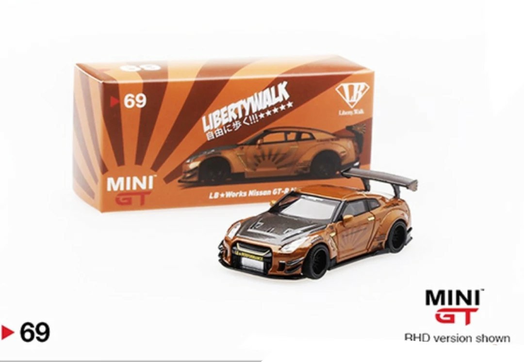 AVAILABLE Mini GT no. 69 LB*WORKS Nissan GT-R35 Metallic Brown