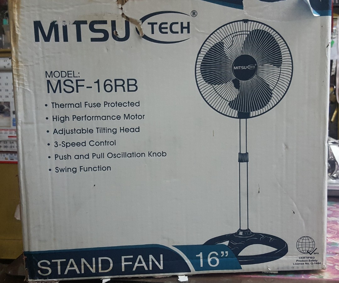Mitsu Tech Stand Fan 16", Furniture & Home Living, Lighting & Fans